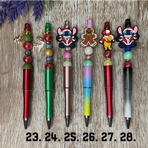 Handcrafted Christmas Pens Beaded Unique Artisan Gifts Office Accessories